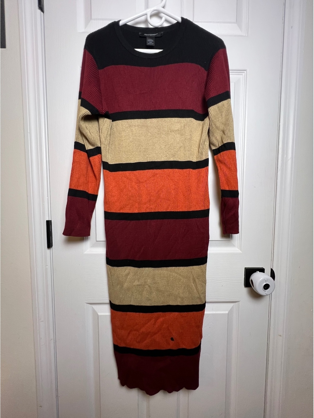 Ashley Stewart Rib Knit Striped Sweater Dress Size 18/20  Long Sleeve - Stained